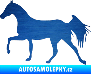 Samolepka Kůň 001 levá škrábaný kov modrý