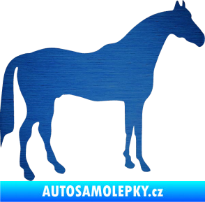 Samolepka Kůň 004 pravá škrábaný kov modrý