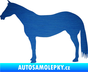 Samolepka Kůň 007 levá škrábaný kov modrý