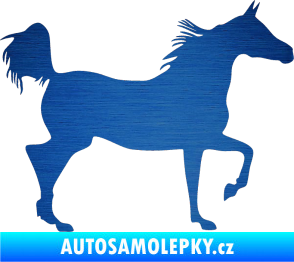 Samolepka Kůň 009 pravá škrábaný kov modrý