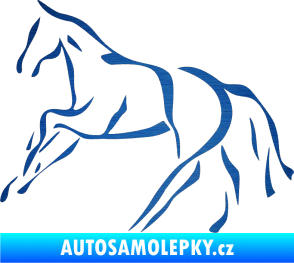 Samolepka Kůň 024 levá škrábaný kov modrý