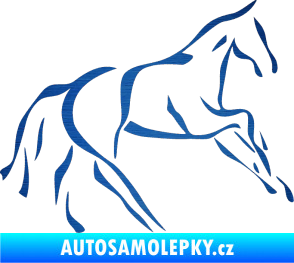 Samolepka Kůň 024 pravá škrábaný kov modrý