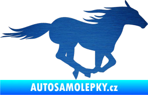 Samolepka Kůň 029 pravá škrábaný kov modrý