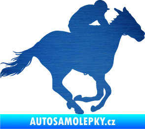 Samolepka Kůň 035 pravá škrábaný kov modrý