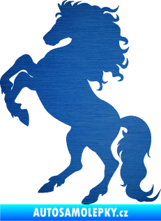 Samolepka Kůň 038 levá škrábaný kov modrý