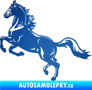 Samolepka Kůň 057 levá na zadních škrábaný kov modrý