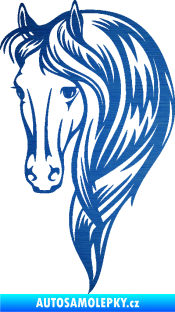Samolepka Kůň 064 levá s hřívou škrábaný kov modrý