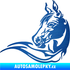 Samolepka Kůň 085 levá škrábaný kov modrý