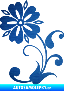 Samolepka Květina dekor 001 levá škrábaný kov modrý