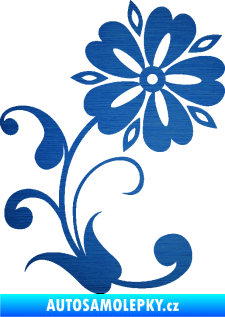Samolepka Květina dekor 001 pravá škrábaný kov modrý