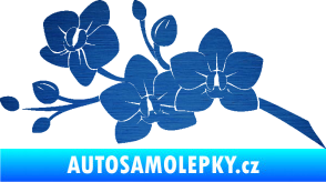 Samolepka Květina dekor 008 levá orchidej škrábaný kov modrý