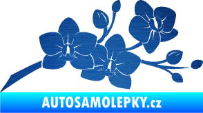 Samolepka Květina dekor 008 pravá orchidej škrábaný kov modrý