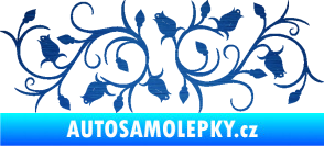 Samolepka Květina dekor 010 pravá růžičky škrábaný kov modrý