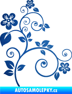 Samolepka Květina dekor 012 pravá škrábaný kov modrý