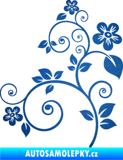 Samolepka Květina dekor 012 levá škrábaný kov modrý