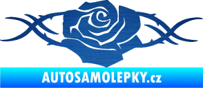 Samolepka Květina dekor 020 levá růže s trny škrábaný kov modrý
