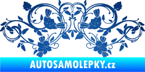 Samolepka Květina dekor 026 škrábaný kov modrý