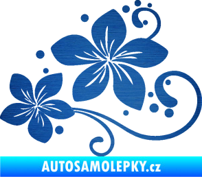 Samolepka Květina dekor 035 levá škrábaný kov modrý