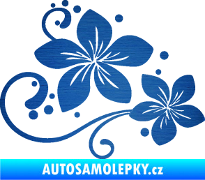 Samolepka Květina dekor 035 pravá škrábaný kov modrý