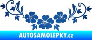 Samolepka Květina dekor 045 levá ibišky škrábaný kov modrý