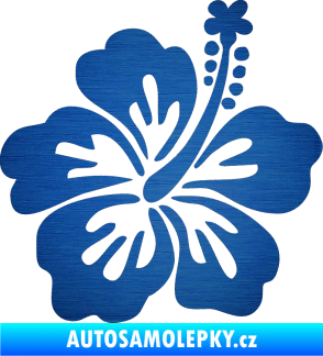 Samolepka Kytička 001 pravá ibišek škrábaný kov modrý