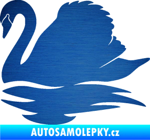 Samolepka Labuť 003 levá škrábaný kov modrý