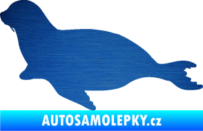 Samolepka Lachtan 001 levá škrábaný kov modrý
