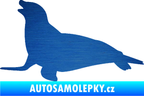 Samolepka Lachtan 002 levá škrábaný kov modrý