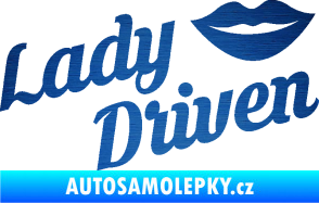 Samolepka Lady driven 002 nápis škrábaný kov modrý