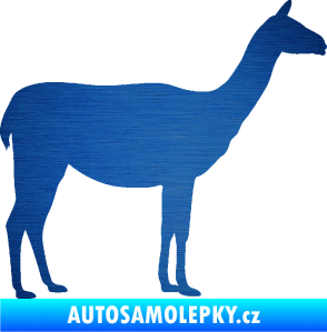 Samolepka Lama 001 pravá škrábaný kov modrý