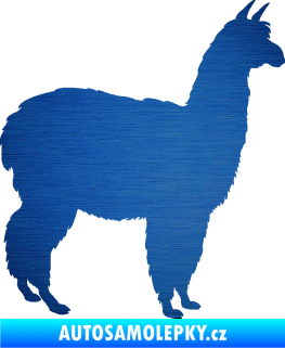 Samolepka Lama 002 pravá alpaka škrábaný kov modrý