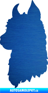 Samolepka Lama 006 levá silueta škrábaný kov modrý