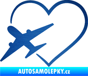 Samolepka Láska k létání 001 levá škrábaný kov modrý