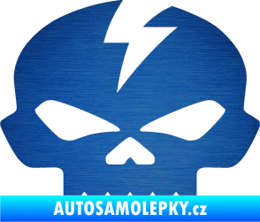Samolepka Lebka 001 levá škrábaný kov modrý