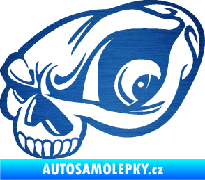 Samolepka Lebka 018 levá škrábaný kov modrý