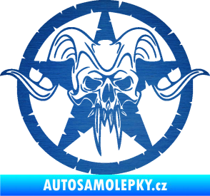 Samolepka Lebka 039 pravá army hvězda škrábaný kov modrý