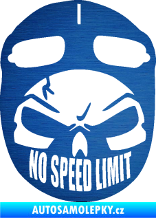 Samolepka Lebka 043 motorkář škrábaný kov modrý