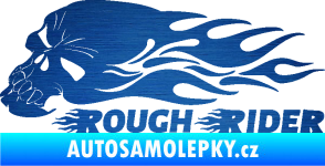 Samolepka Lebka 051 levá rough rider škrábaný kov modrý