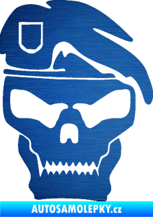 Samolepka Lebka army pravá škrábaný kov modrý