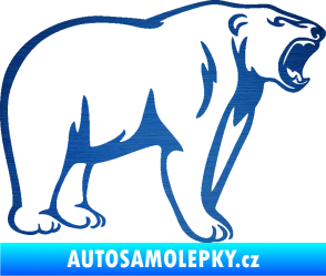 Samolepka Lední medvěd 003 pravá škrábaný kov modrý