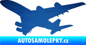 Samolepka Letadlo 002 levá škrábaný kov modrý