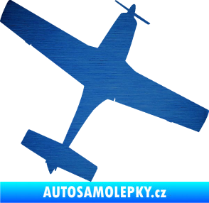 Samolepka Letadlo 003 pravá škrábaný kov modrý