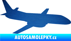 Samolepka Letadlo 004 pravá škrábaný kov modrý