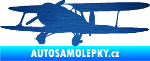 Samolepka Letadlo 006 levá škrábaný kov modrý