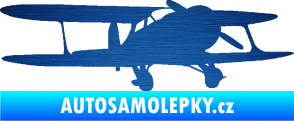 Samolepka Letadlo 006 pravá škrábaný kov modrý