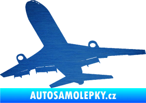 Samolepka Letadlo 007 levá škrábaný kov modrý