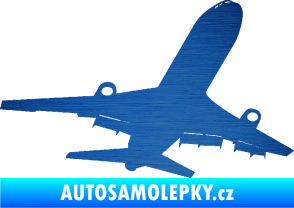 Samolepka Letadlo 007 pravá škrábaný kov modrý
