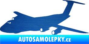 Samolepka Letadlo 008 levá škrábaný kov modrý