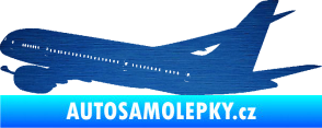 Samolepka Letadlo 009 levá škrábaný kov modrý