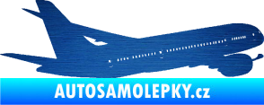 Samolepka Letadlo 009 pravá škrábaný kov modrý